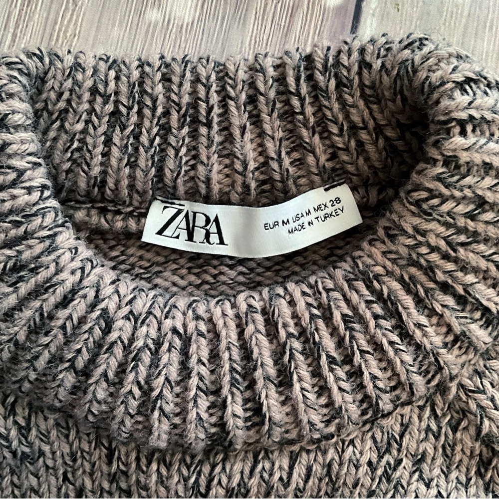 Zara Mockneck Pullover Sweater Asymmentrical Front Buttons - Picture 7 of 11